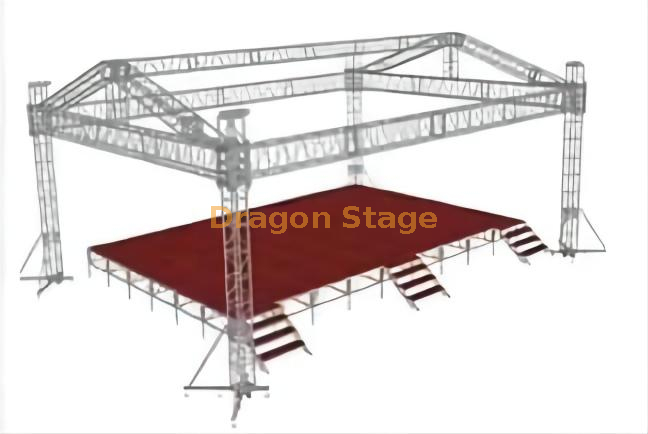 Custom square Outdoor modern church stage with roof truss system 12x6x7m 