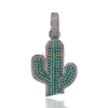 Plant style Bling 3D Cactus Pedant Necklace Zircon Diamond Hip Hop Jewelry for Men Women