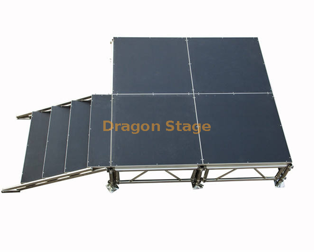 Aluminum Modular Brace Stage Stairs with Plywood Deck