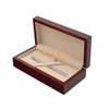 Custom made leather gift case printing logo wooden pen box