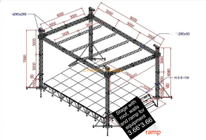 Aluminum Flat Roof Truss Stage with Ramp for Stage Equipment 9x6x7m