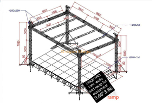 Aluminum Flat Roof Truss Stage with Ramp for Stage Equipment 9x6x7m