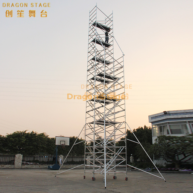 1.35x2x10.82m Aluminum Tower Building with 45 Degrees Ladder