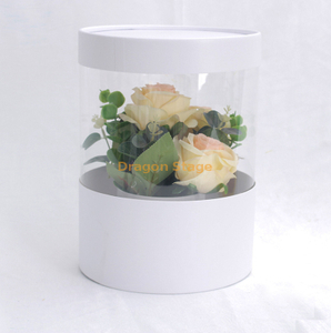 Wholesale Clear Gift Box Acrylic Flower Bouquet Hat Boxes Round Flower Box