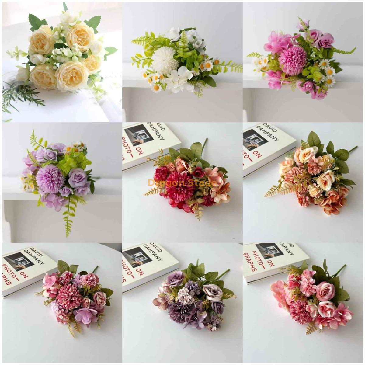 Artificial Flower Bouquet Plastic Flower Small Bouquet Rose Silk Flower Dry Flower Home Decoration