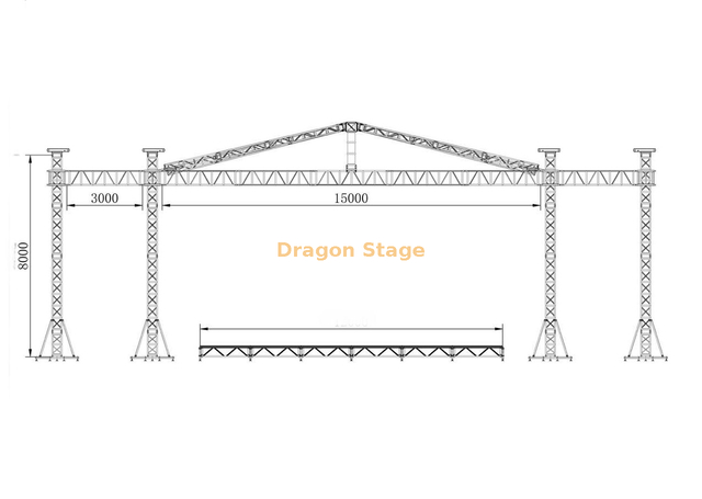 Aluminum Truss Stage Roof Truss System 15x10x8m