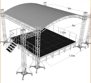 Aluminum Stage Speaker Curved Roof Trusses 8x8x8m