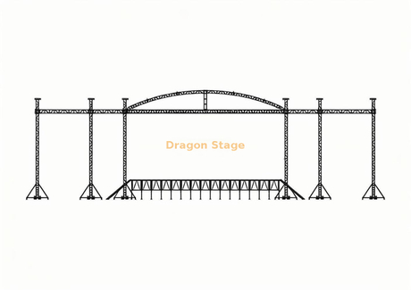 20×18x8m Curved Roof Truss System with Dual 2+3m Speaker Wings & 6-Pillar Support 