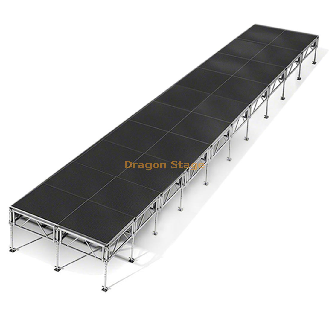 40x8ft All-Terrain Height Adjustable Outdoor Stage System - Portable Aluminum Modular Event Platform
