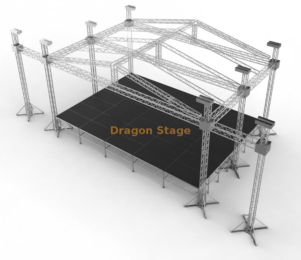 Light Weight Heavy Loading Aluminum Lighting Stage Roof Truss for Outdoor Events 18x12x10m