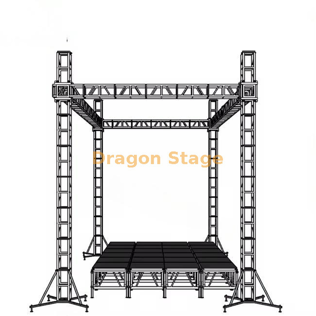 Professional 8x7x8m Aluminum Alloy Concert Stage with Roof Truss Rigging