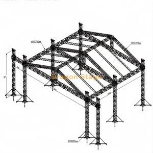 24x24x9m Large Outdoor Concert Stage Roof Truss System with Side Wings – Heavy Duty Aluminum Alloy Peak Roof Assembly