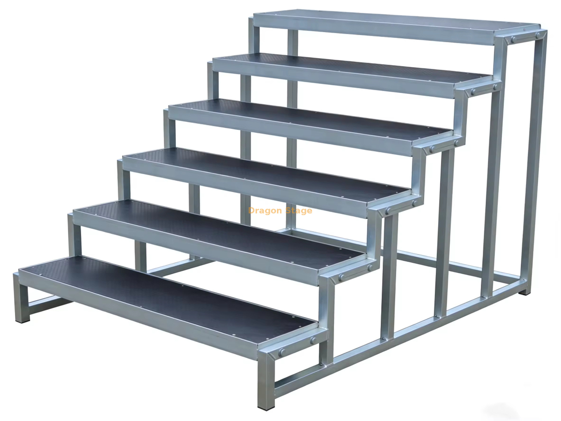 Aluminum Portable Stage Stairs (1.22m Width) - Professional Non-Slip Stage Deck Steps