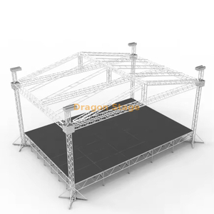 20x14x10m Full System Spigot Roof Stage with Black Pitched Roof | Aluminum Concert Roof Truss System