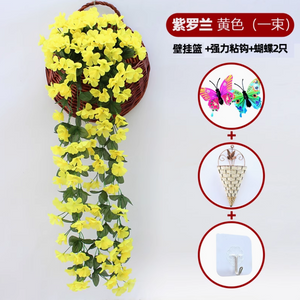 Simulated Violet Wall Hanging Orchid Large Embroidery Artificial Plastic Flower Silk Flower Rattan Yellow 1 Large Violet Delivery Hook
