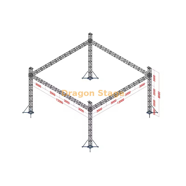 12x12x8m Professional Aluminum Ground Support Bolt Truss System (8m Height)