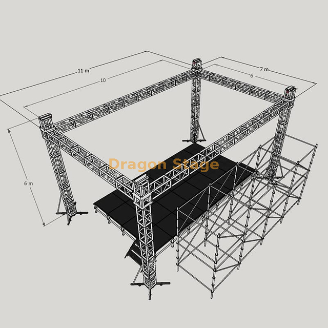 290mm Black Dj Truss Stage 10x6x6m