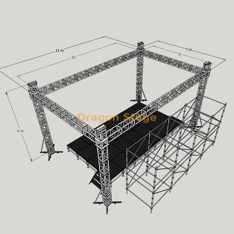 290mm Black Dj Truss Stage 10x6x6m