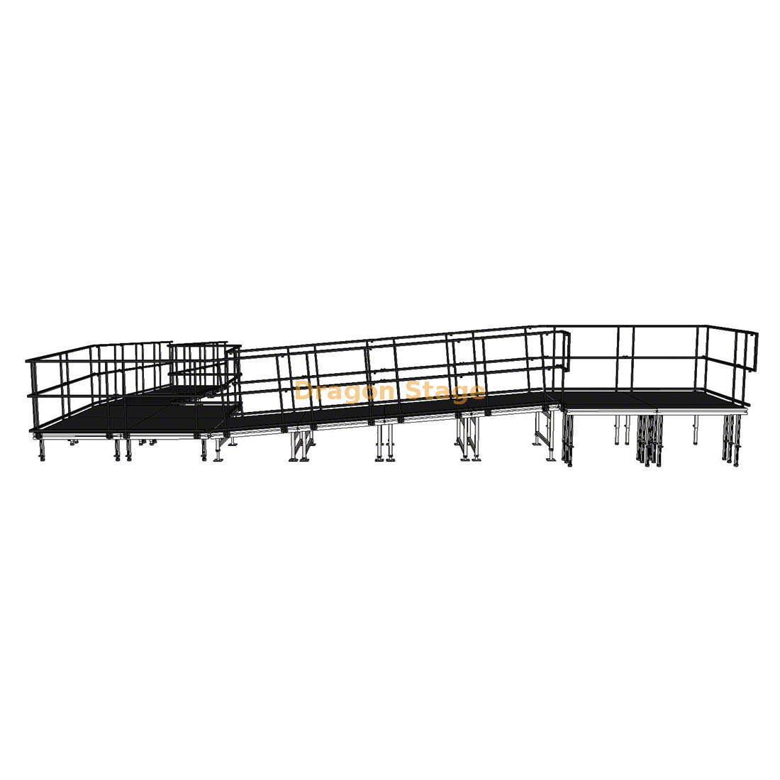 9.82x8.26m 90-Degree Modular Aluminum Event Stage Ramp for Wheelchair Access & Concert Equipment Loading