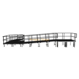 9.82x8.26m 90-Degree Modular Aluminum Event Stage Ramp for Wheelchair Access & Concert Equipment Loading