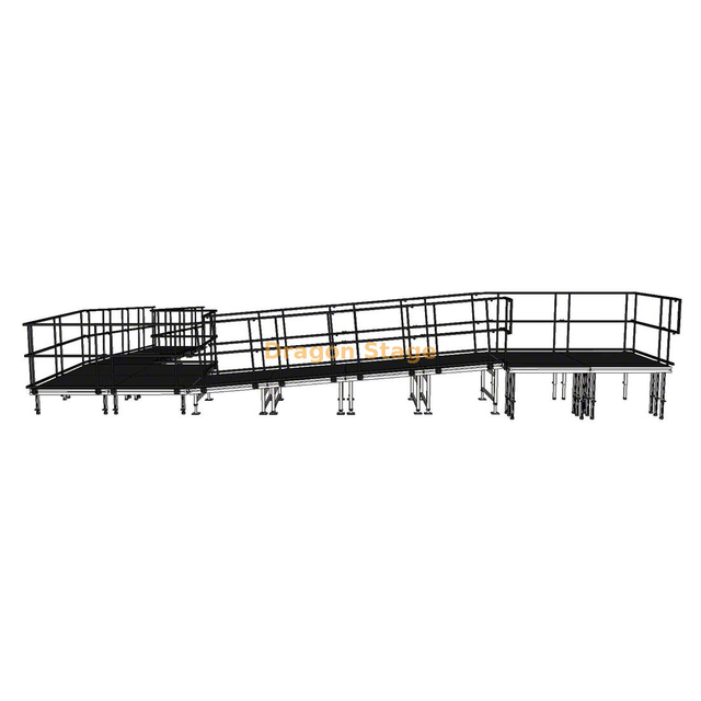 9.82x8.26m 90-Degree Modular Aluminum Event Stage Ramp for Wheelchair Access & Concert Equipment Loading