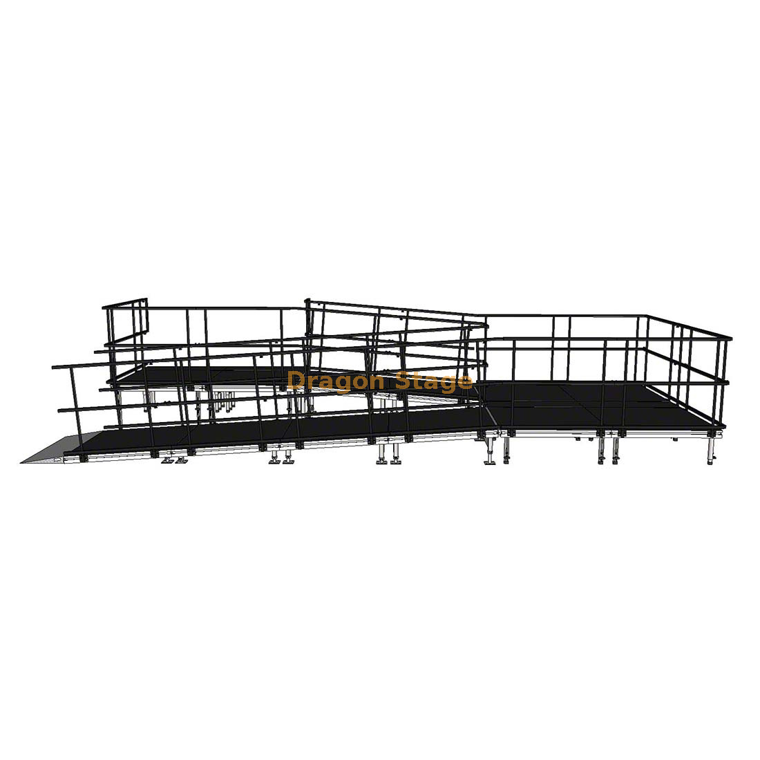 7.32x3.05m Compact Switchback Aluminum Stage Service Ramp for AV Carts & Touring Production