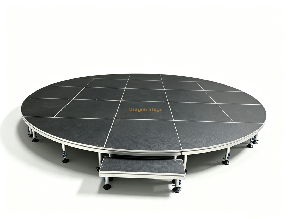 6.1m Diameter Circular Round Stage Platform with Curved 2-Step Staircase for Events