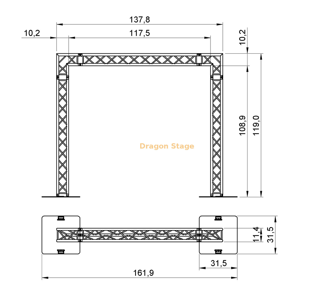 137.8"x119" Professional Aluminum Goalpost Square Truss Package