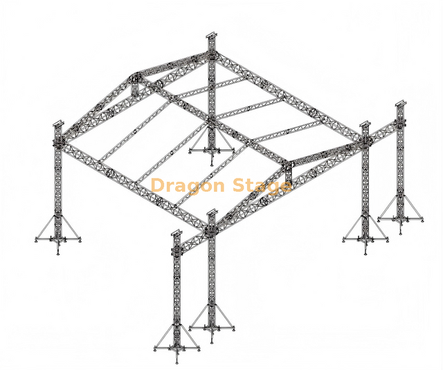 9x9x8m Aluminum Stage Roof Truss System with Speaker Wings 2m Wide