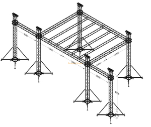 6x6x5m Flat Roof Aluminum Stage Truss System with 5m Height & 3m Speaker Wings