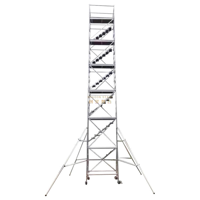 Aluminum Portable Mobile Scaffolding with Diagonal Stairs 16.37m