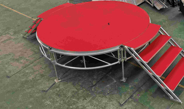 3m Diameter 2m High Aluminum Small Modern Round Church Stage Plywood Deck with 2 Stairs