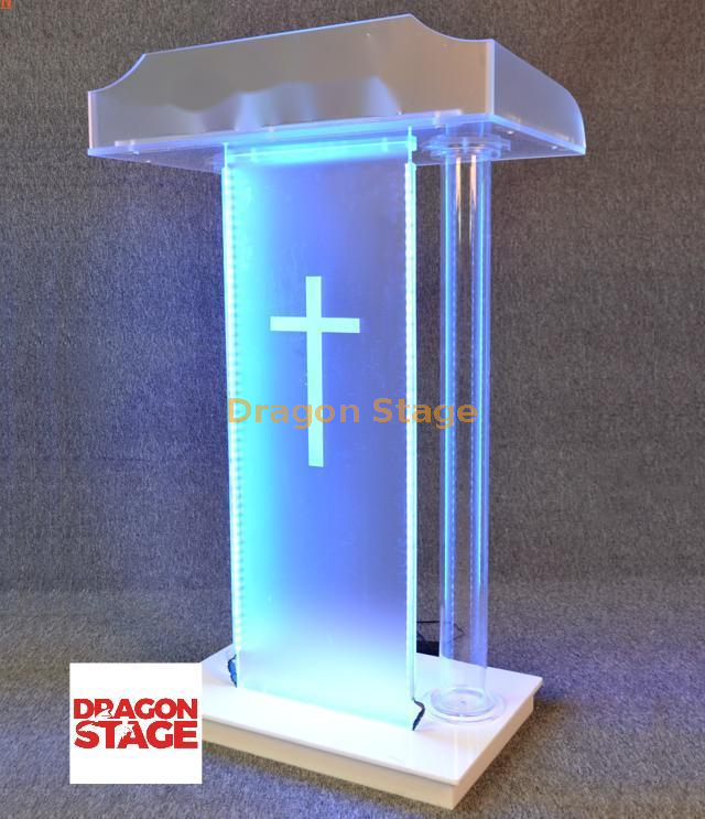 Big Plexiglass Led Microphone Table Church Pulpit Rostrum Desk Table for Preach