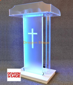 Big Plexiglass Led Microphone Table Church Pulpit Rostrum Desk Table for Preach