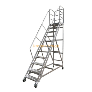 Aluminum Mobile Working Platform Staging with Wheels Steps Guard Rails