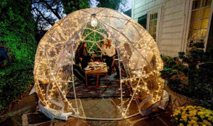 High quality wind sand snow pressure glass geodesic dome tent with Electric skylights