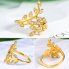 wholesale crystal leaf finger ring jewelry stainless steel custom ankh 18k gold plated rings