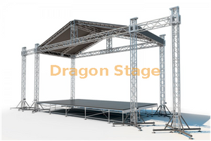 Aluminum Roof Truss with Canopy 12x10x7m & 3m Line Array Rigging at 2 Sides, 2x1m Stage 3 Stairs