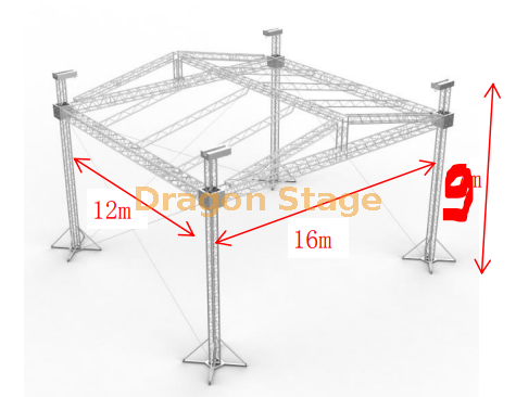 Square Aluminum Portable Light Truss Pillar 16x12x9m