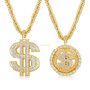 Hip Hop Dollar Coin Necklace Jewelry Stainless Steel Gold Plated Dollar Sign Necklace