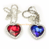 Beautiful custom silver jewelry red women large gold pendant crystal blue ocean titanic stainless steel heart necklace