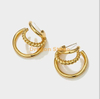 fashion jewelry custom double circle women hoop 18k gold plated hoop earrings