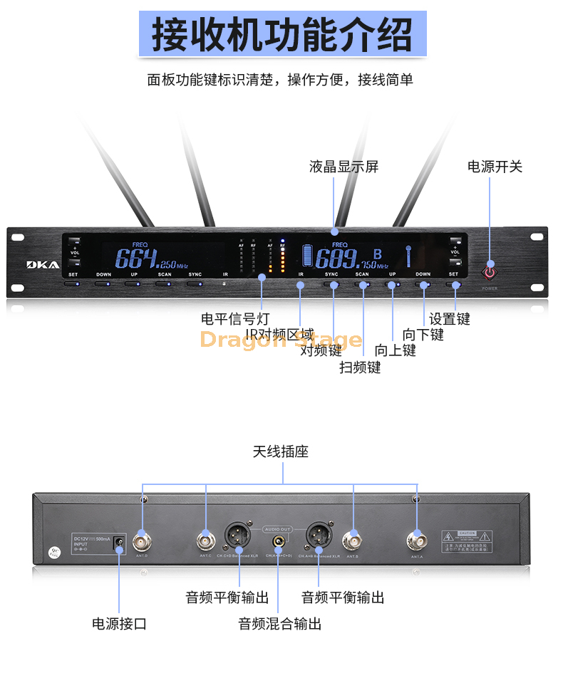 details Professional stage wedding performance conference KTV home microphone karaoke one drag two wireless microphone true diversity (5)