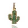 Plant style Bling 3D Cactus Pedant Necklace Zircon Diamond Hip Hop Jewelry for Men Women