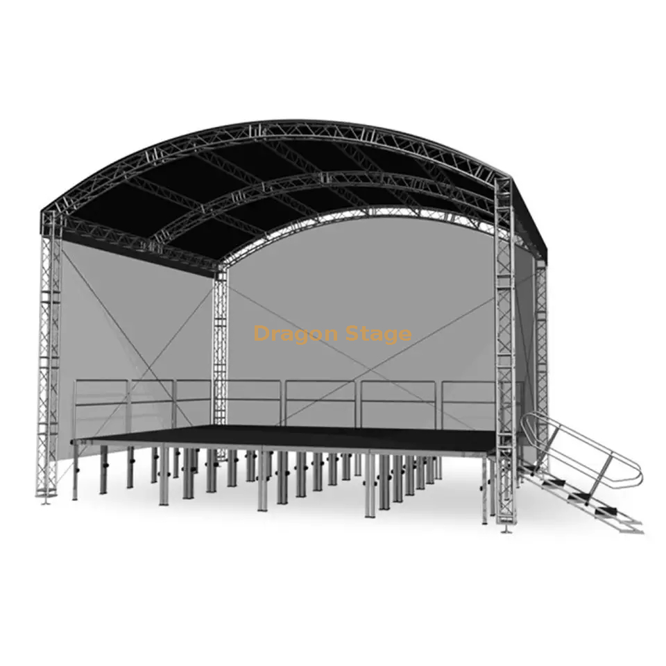 Outdoor Customized Arched Roof Truss Curve Truss Aluminum Arch Truss 7x6x3m  (24x20x10ft) from China manufacturer - DRAGON STAGE