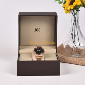 In Stock Luxury Custom Logo Brown Pu Leather Watch Box For Gift