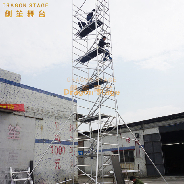 aluminum construction access scaffolding with incline ladders 9.9m