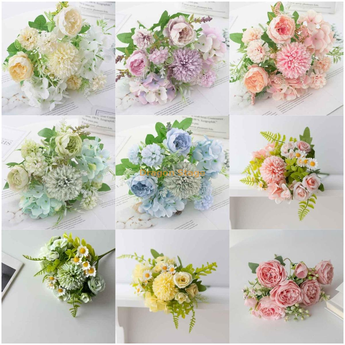 Artificial Flower Bouquet Plastic Flower Small Bouquet Rose Silk Flower Dry Flower Home Decoration1