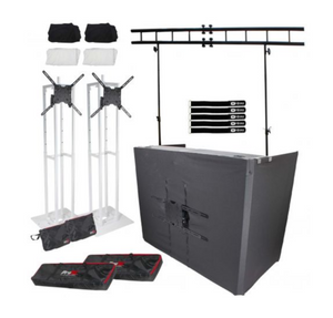 Totem TV White Folding Steel Adjustable Stage Podium Totems with Mesa Facade Truss Lighting Stand Package