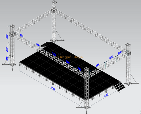 Indoor Aluminum Truss And Stage for Concert 13x7x6m